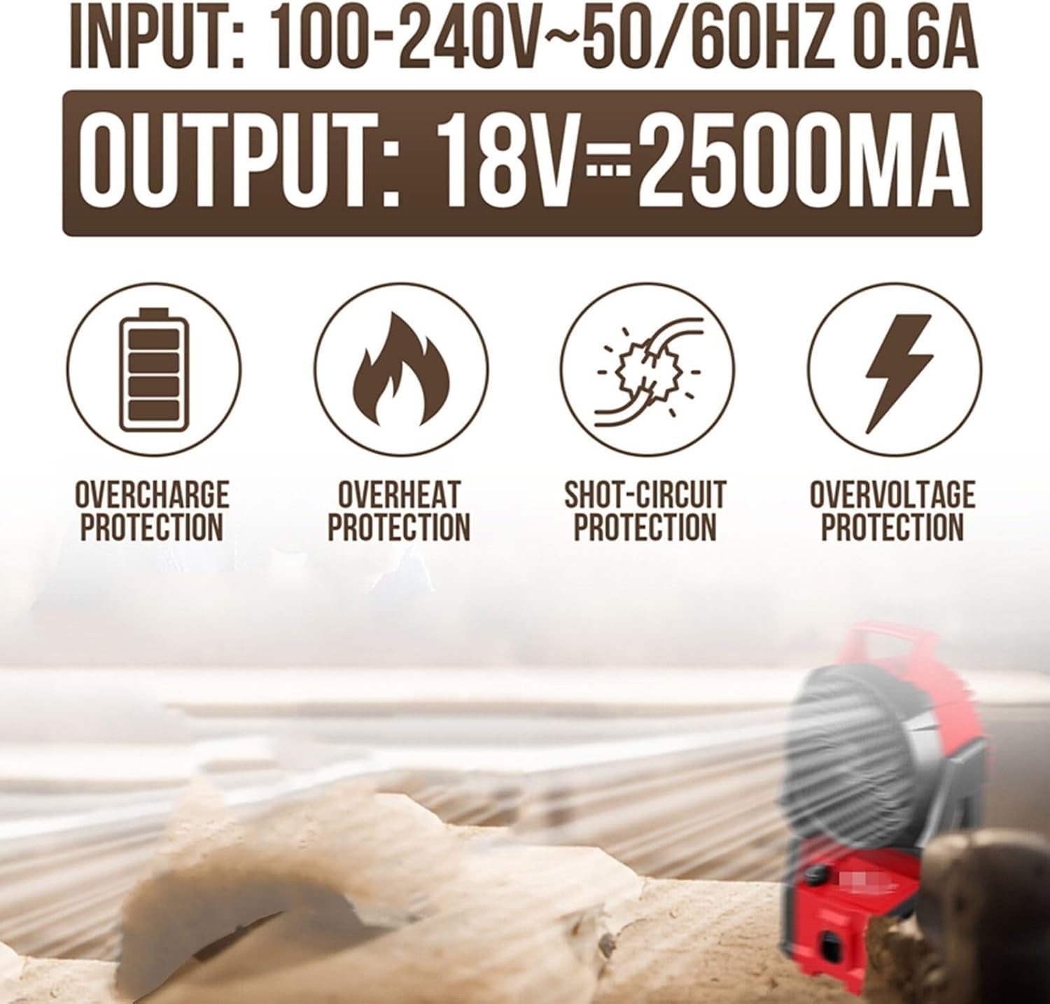 Power Adapter for Milwaukee M18 Fan 18V 6.5 ft Cord Replacement