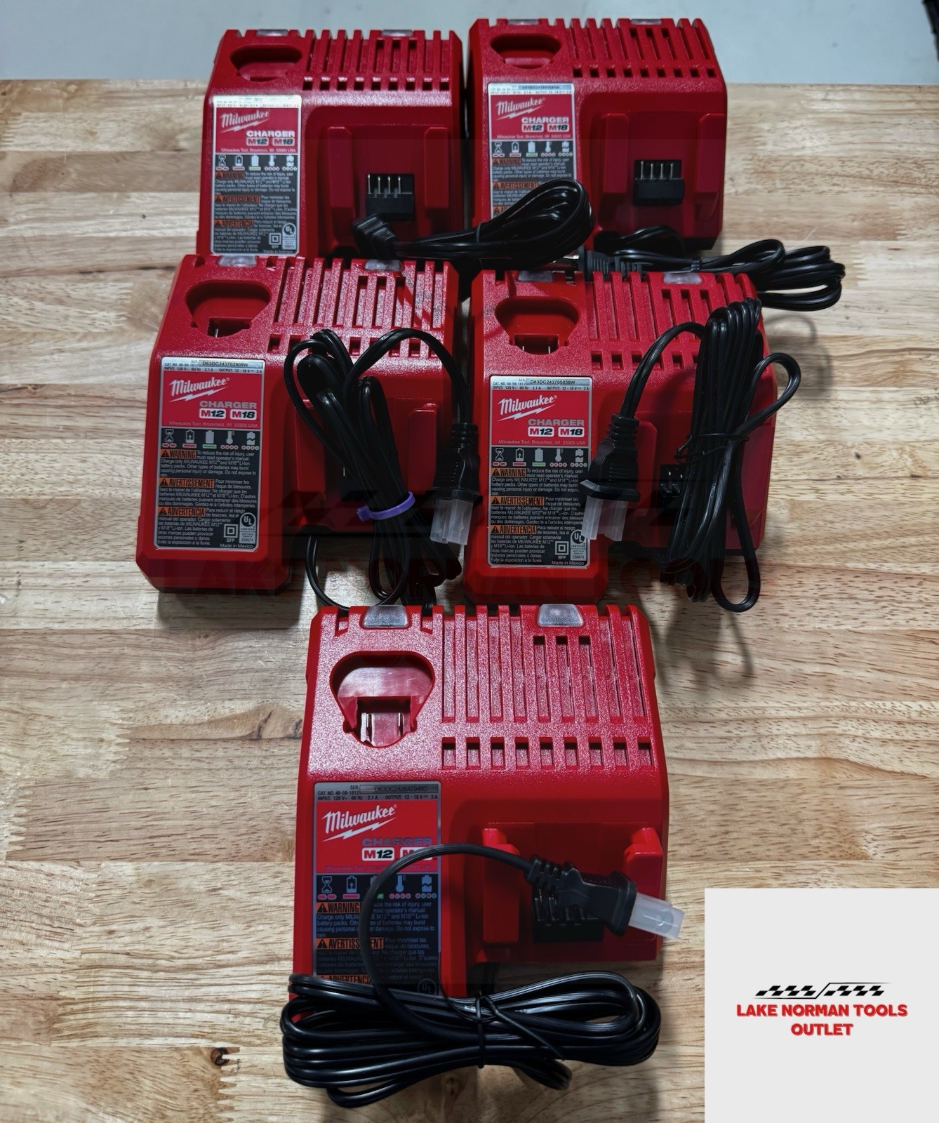5 Pack NEW Milwaukee M12/M18 Battery Charger GENUINE OEM 48-59-1812 18V 12V