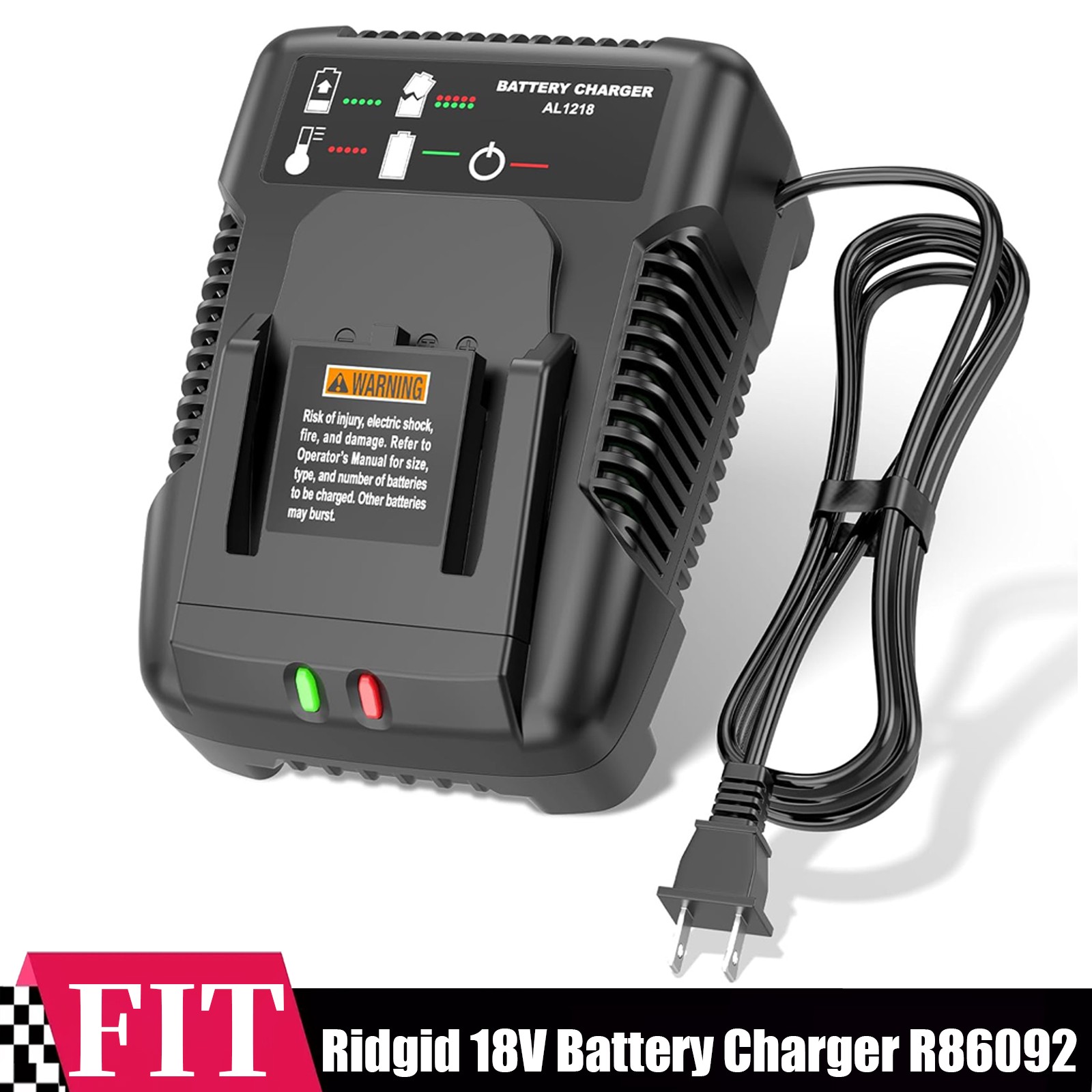 1x 18V for Ridgid R86092 R86091 for Ridgid 18V Lithium Ion Battery Rapid Charger