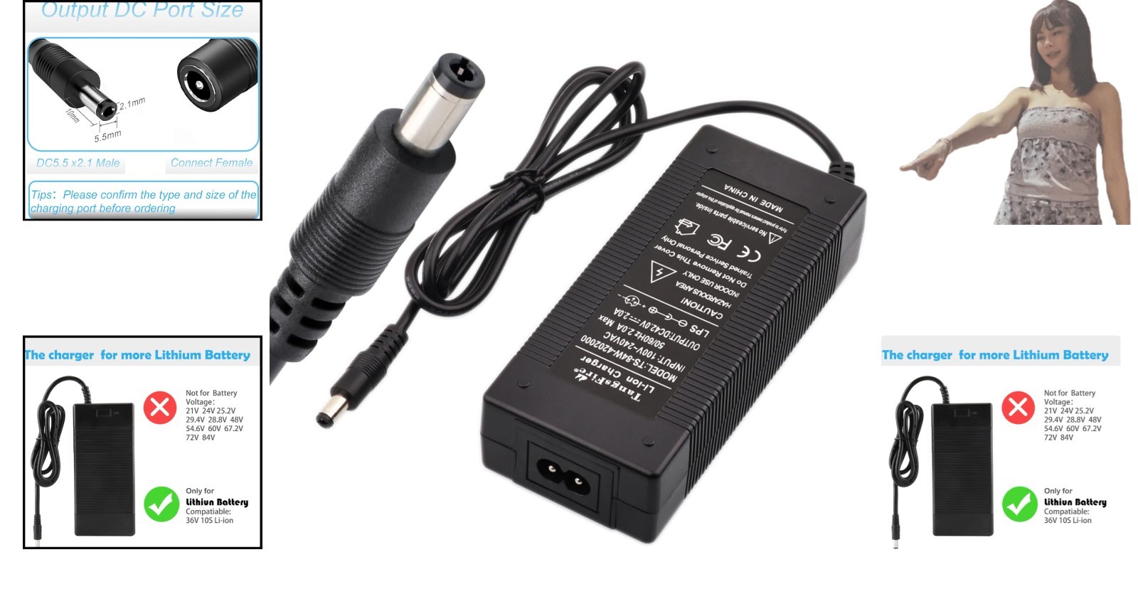 Portable 42V DC Battery Charger – Safe & Fast Charging for Various Models