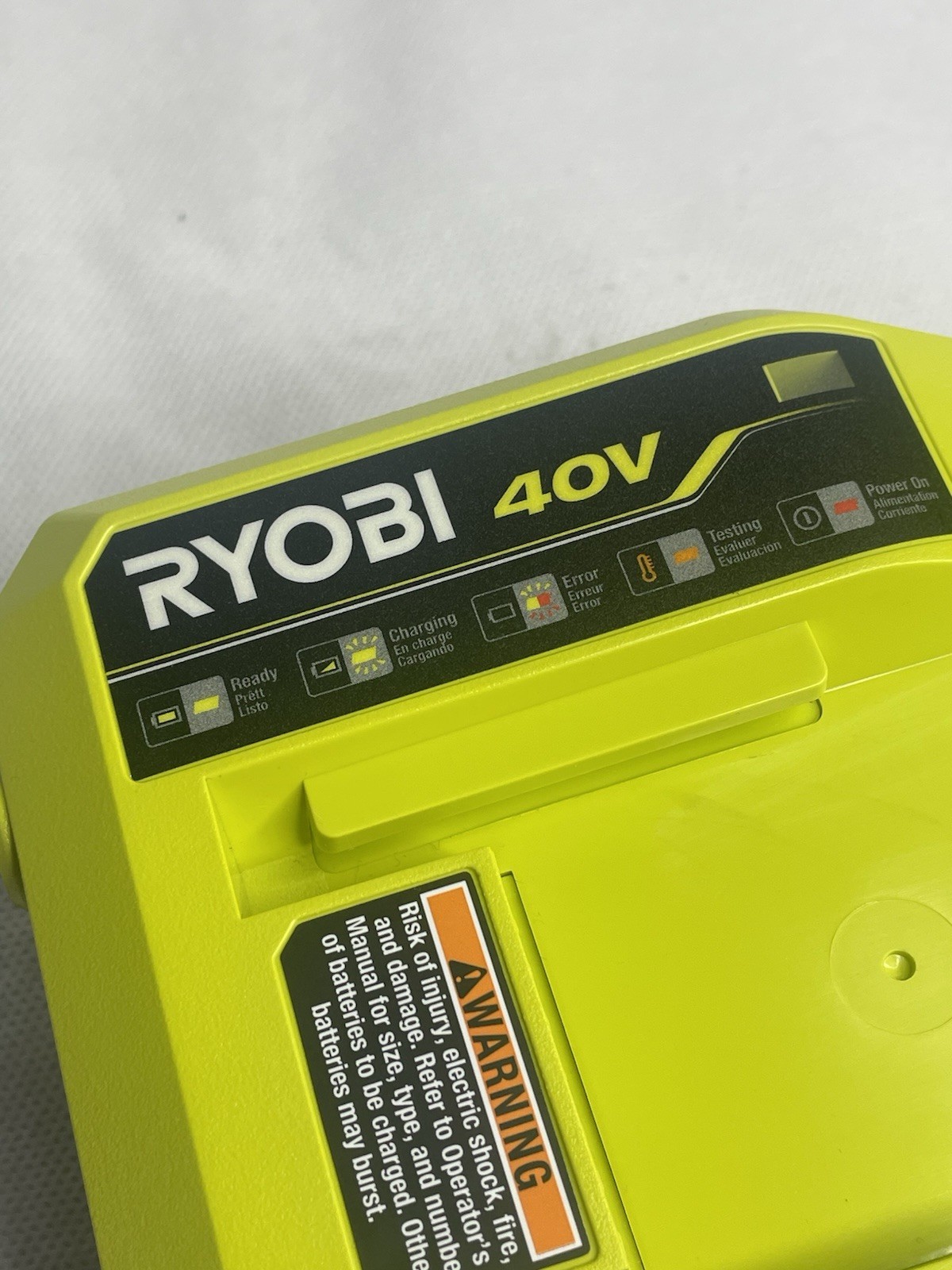 RYOBI 40V Lithium-Ion Fast Charger 3 3/4 Compatible Lime Green OP408VNM