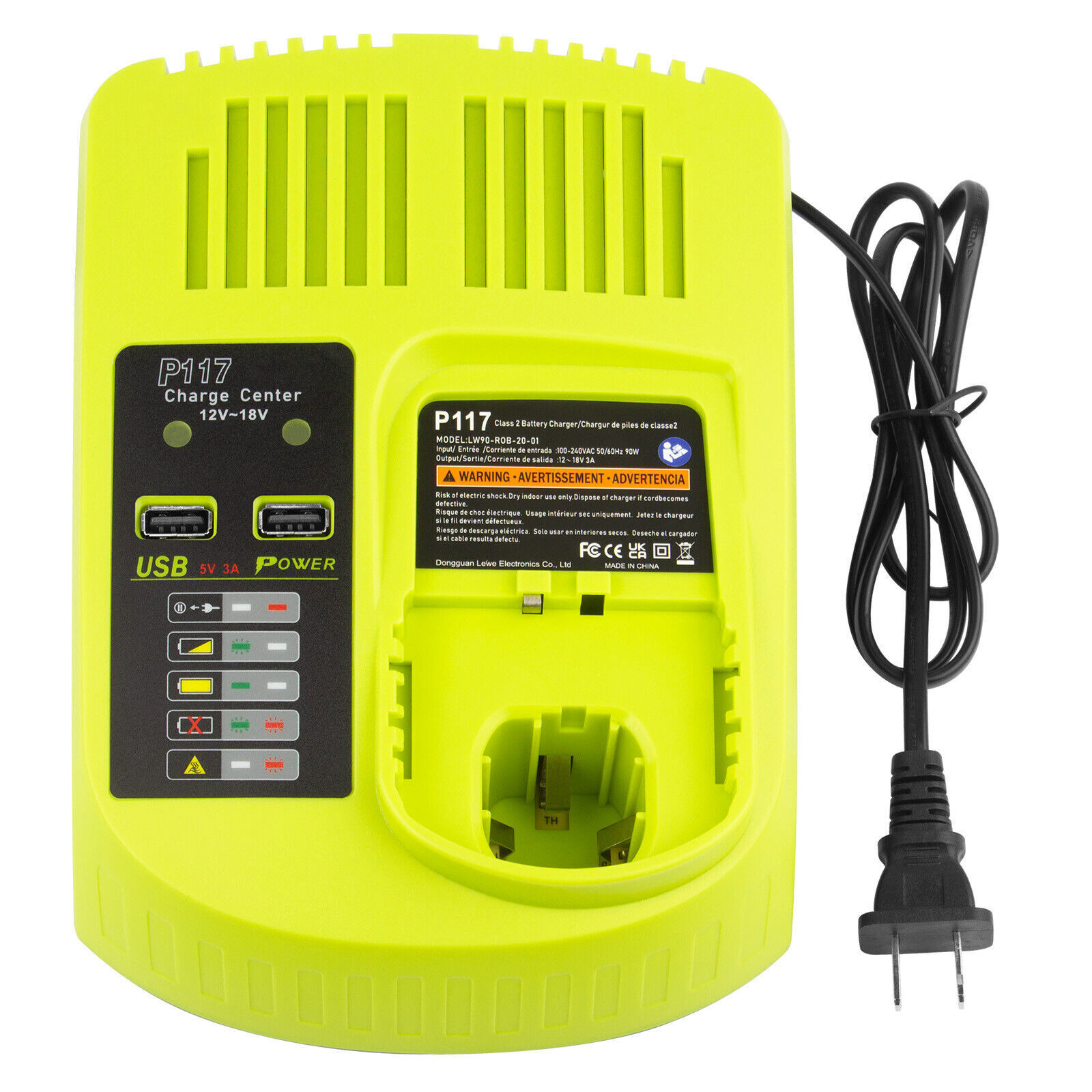 For RYOBI 18V for P117 Battery Charger High Capacity 18Volt Lithium-Ion for P108