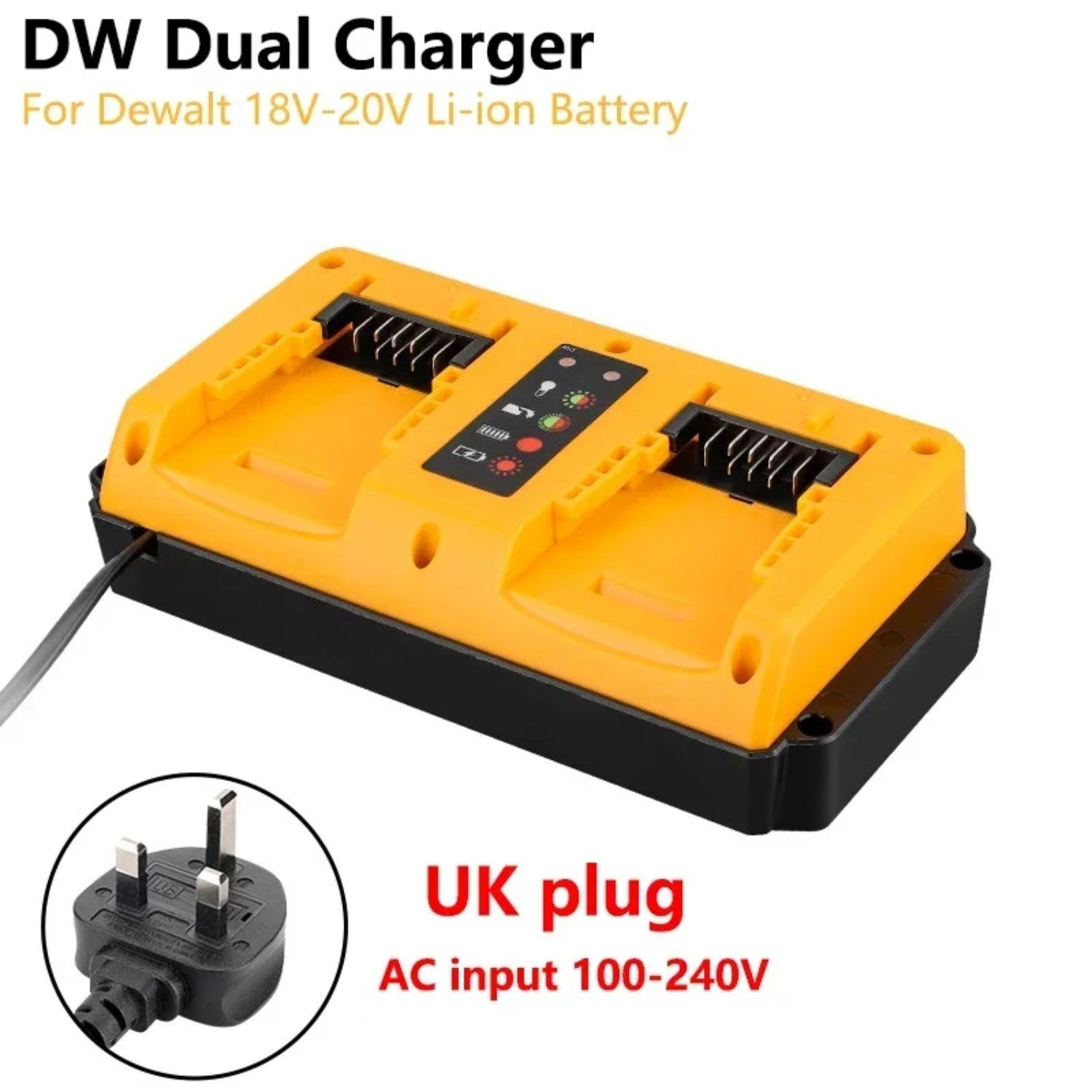 90W Fast Charger for DeWalt 20V Battery Charger Dual Port DCB207 DCB206 DCB204