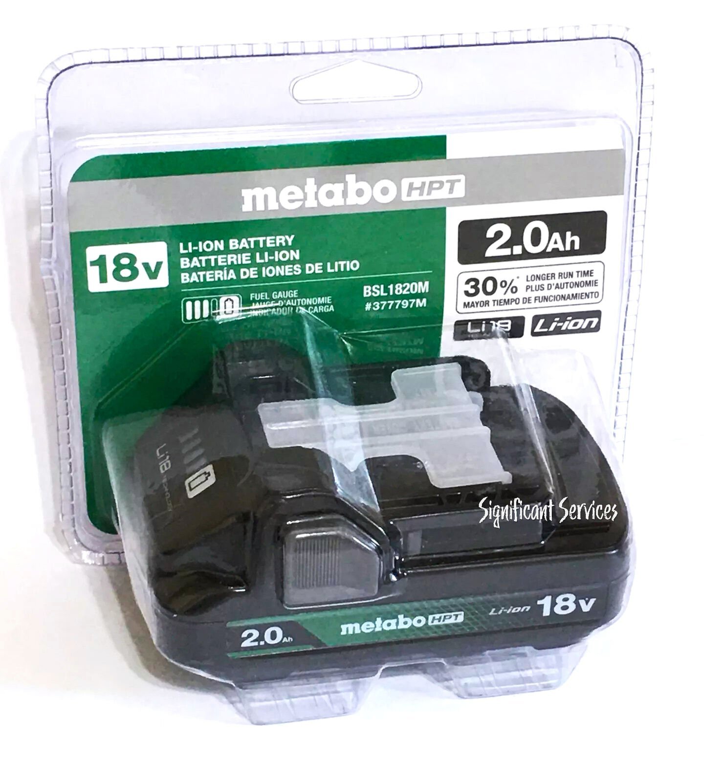 Metabo HPT 377797M 18V 2 Ah Li-Ion Battery Fuel Indicator BSL1820M