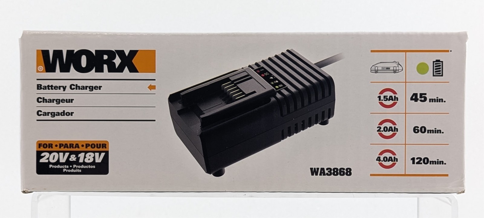 Worx 18V & 20V Max Lithium Battery Charger WA3868 – NEW