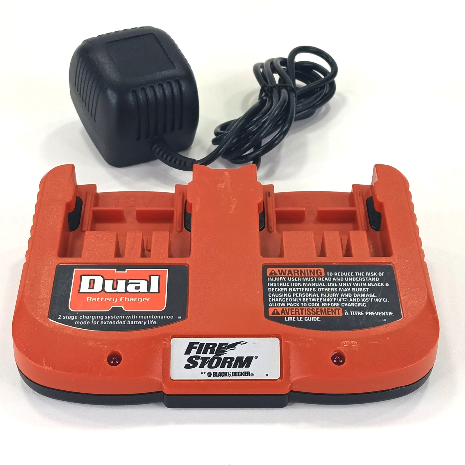 Black & Decker Fire Storm FS180DC UD-18V2C Dual Port Battery Charger 18V TESTED