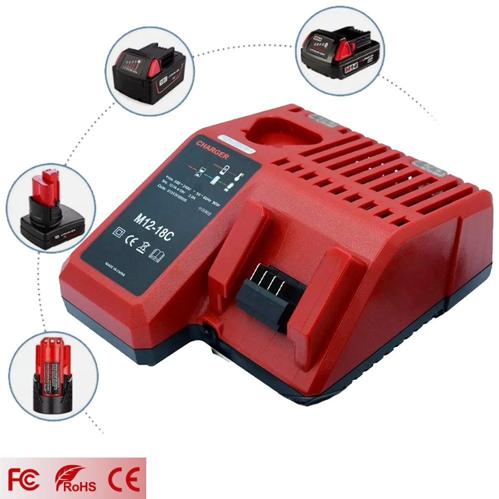 Rapid Charger for Milwaukee 12V-18V Lithium Battery for M12 for M18 48-59-1812