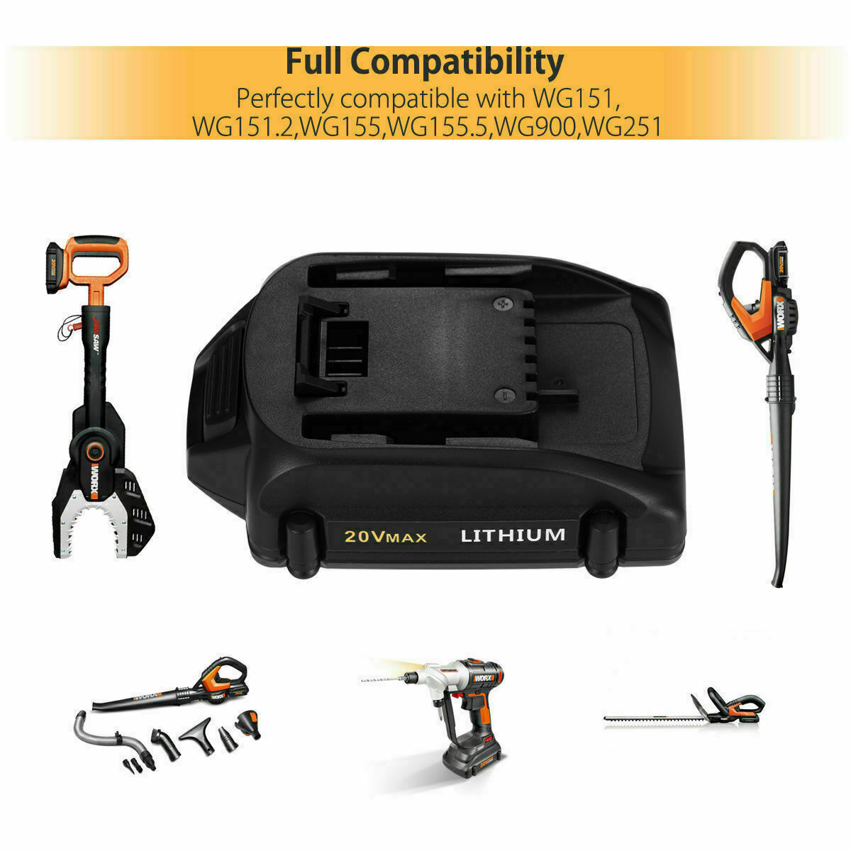 For WORX 20V MAX Extend Lithium Battery or Charger 20 Volt WA3520 WA3525 WA3575