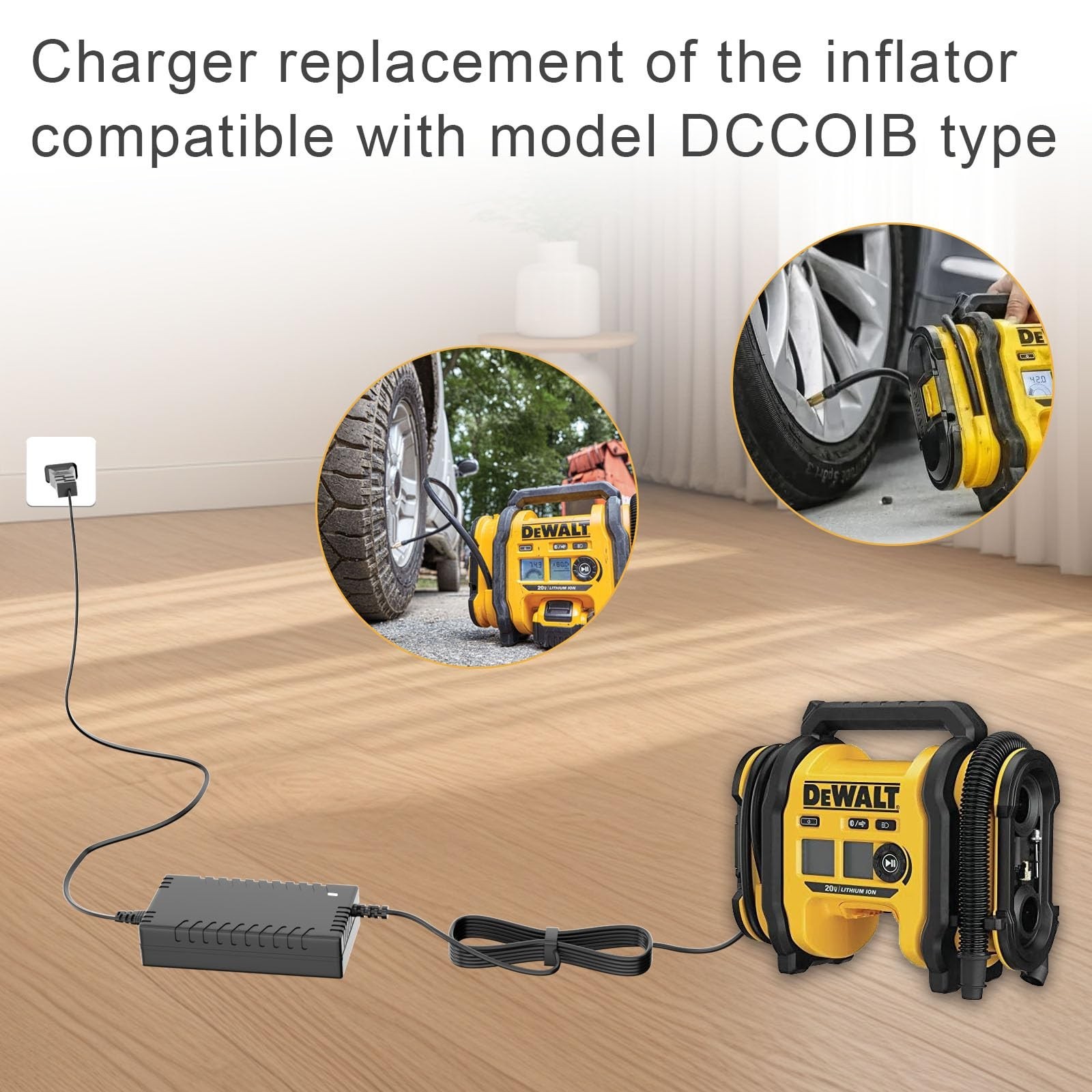 13.8V Charger Power Supply for 20V MAX Tire Inflator & Air Compressor Replacemen