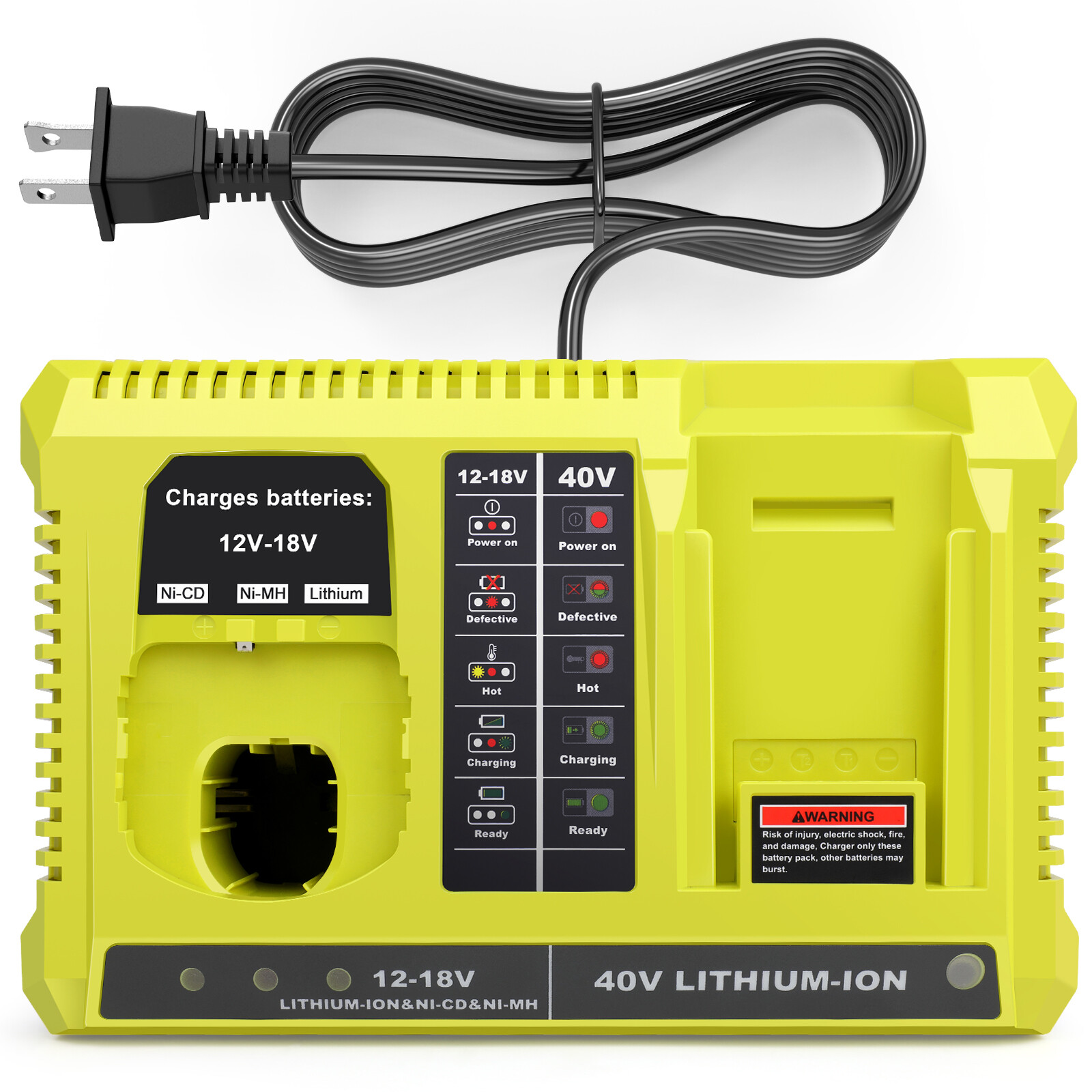 P117 Fast Charger For RYOBI For One+ Plus P108 12V 18V 40V Lithium-Ion Battery