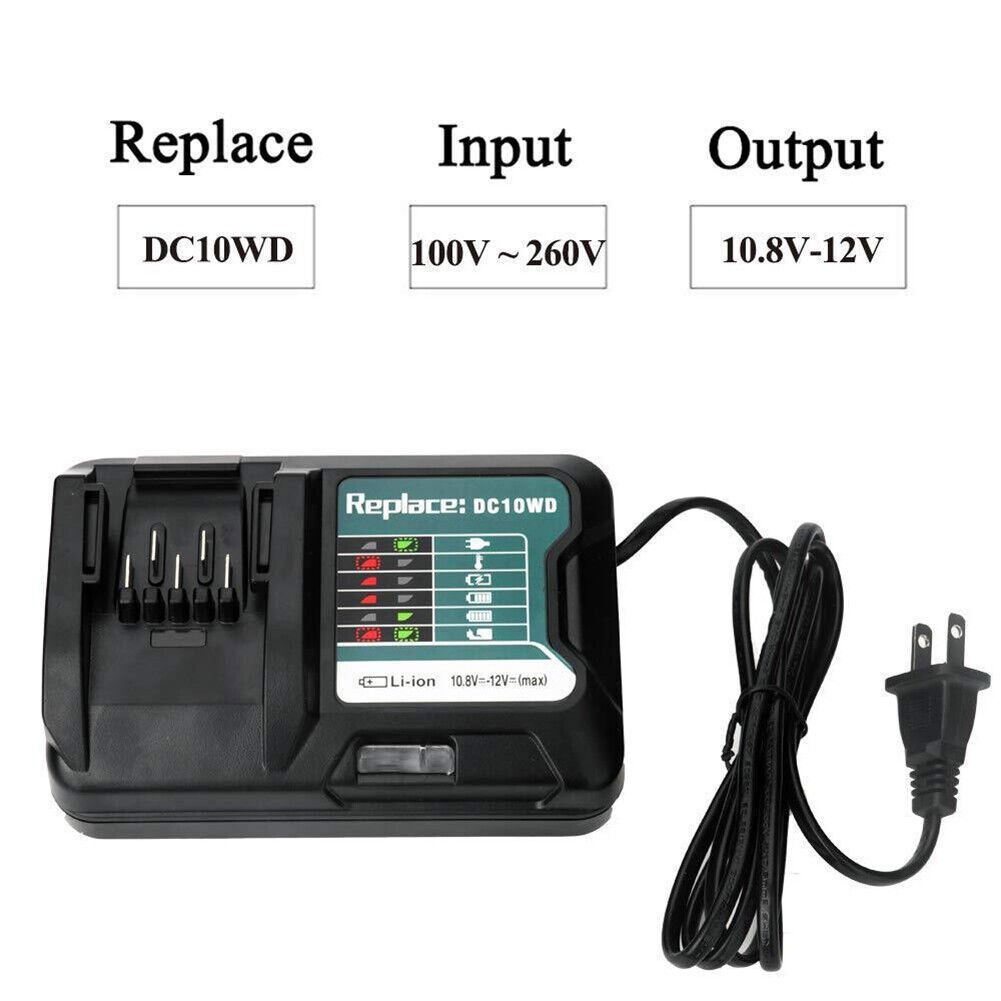 Charger for Makita 10.8V 12V DC10WD BL1016 BL1021B BL1041B FD05 Li-ion Battery