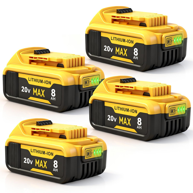 Quasyrealim 4-Pack 8000Mah High Capacity Battery Compatible Dewalt 20V Max