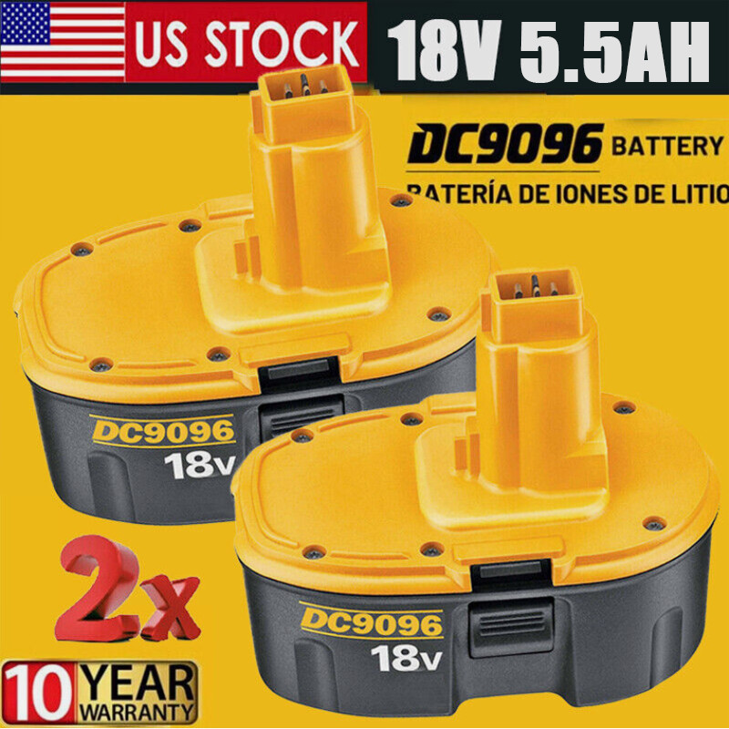 2Pack 18 Volt 5.5AH NI-MH Battery For Dewalt 18V DW9096 DC9098 DC9099 DC9096 NEW