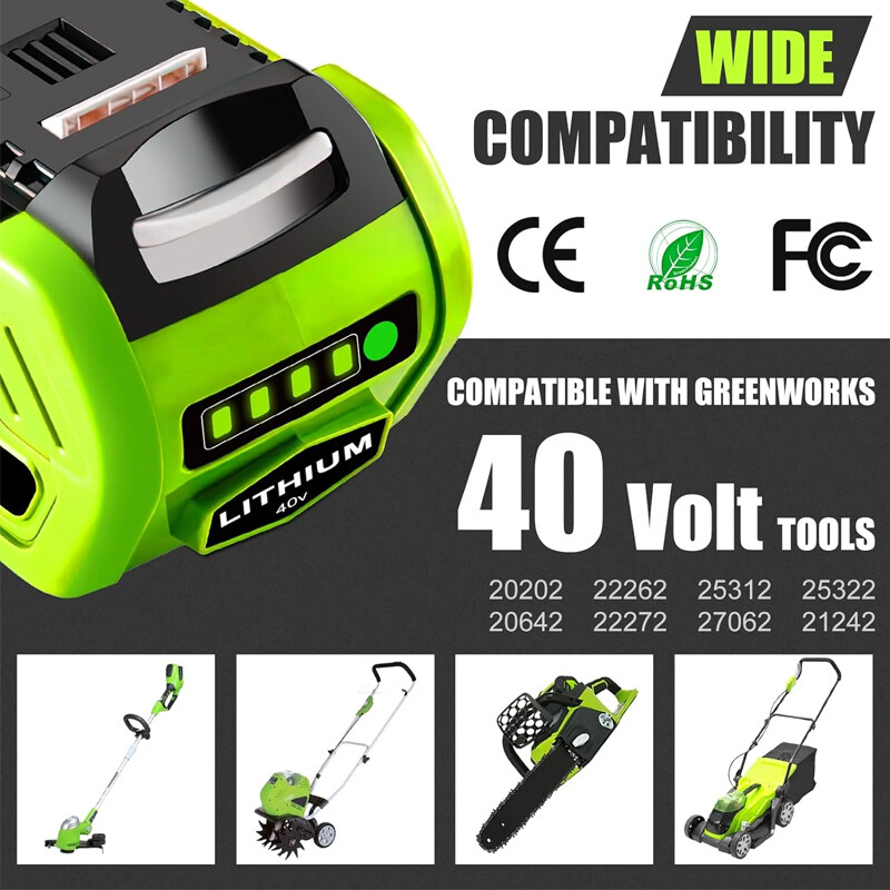 40V 6 Ah For Greenworks G-MAX Lithium Battery 29472 29462 29252 20202 40 Volt