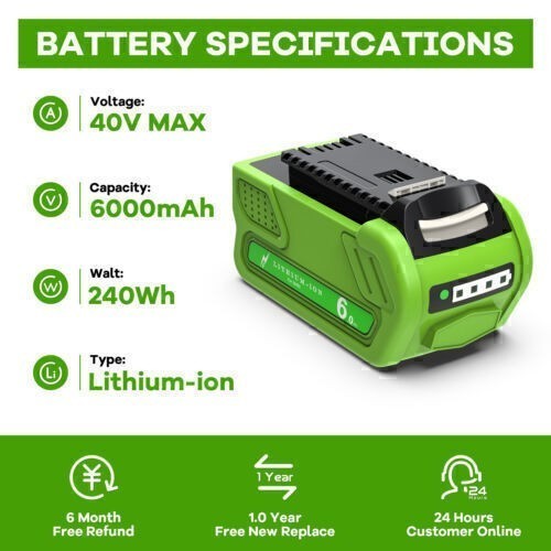 40V 5.0Ah For Greenworks G-MAX 40V Lithium Battery 29472 29462 22262 Battery