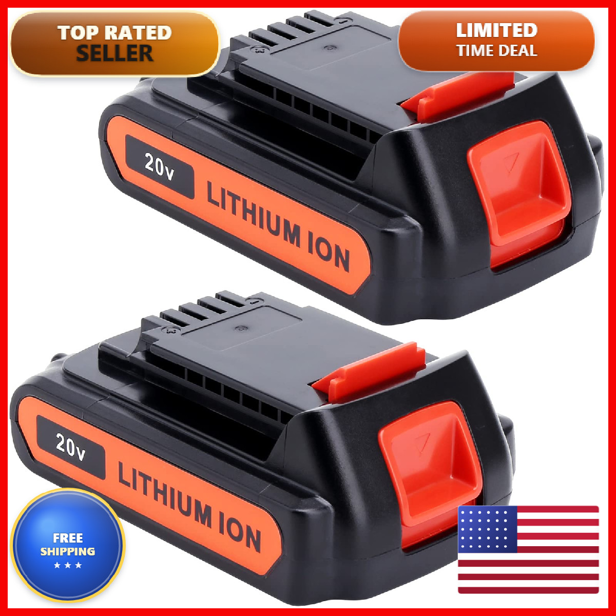 Lasica 2Pack 4.0Ah 20V Max Lbxr20 Compatible Black And Decker Weed Eater 20V