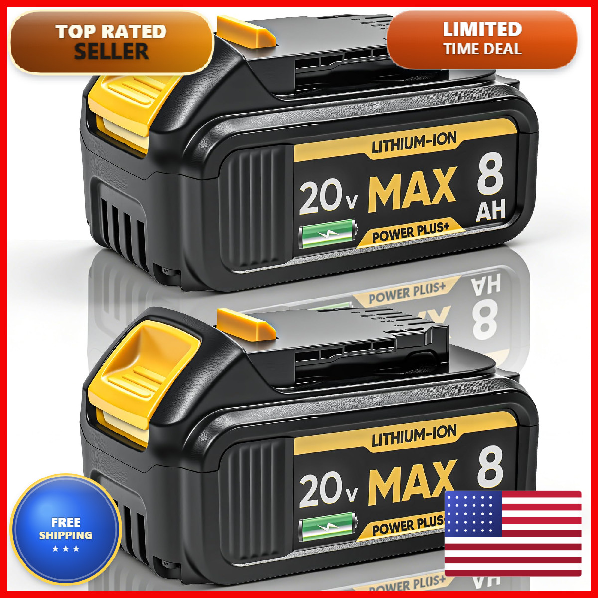 Fuboreook 2Pack 8Ah Battery Replacement For Dewalt 20V Max Battery Compatible