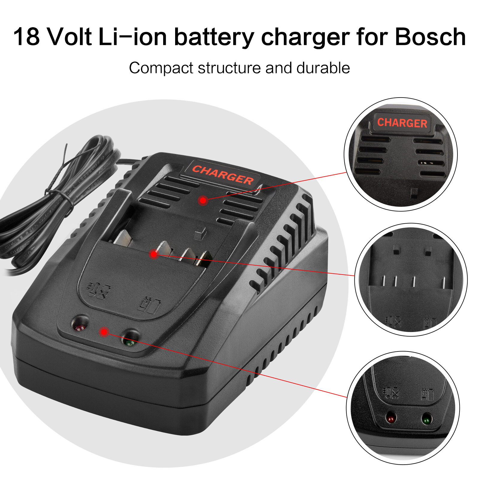 BC660 Charger For Bosch 14.4V to 18V Li-ion Battery BAT609 BAT618 BAT619 NEW