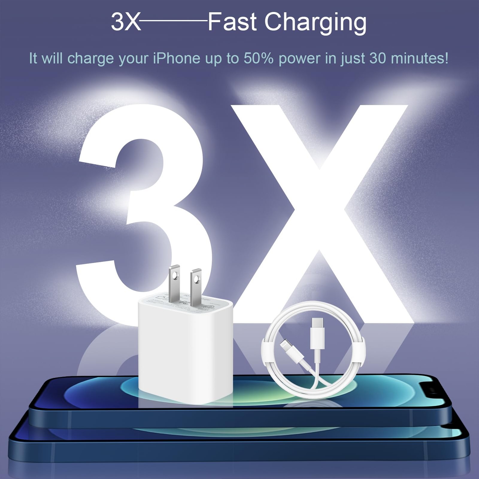 Coreykin Iphone 14 13 12 11 Super Charger 2Pack Cargador 20W Rapid Usb C Wall