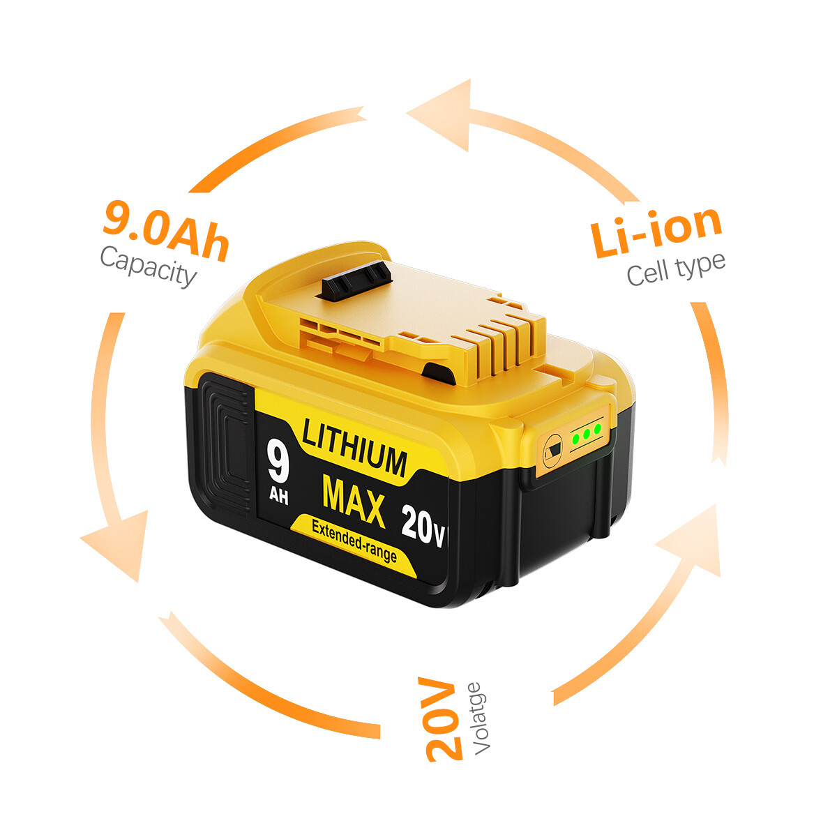 Pack For DeWalt 20V 20 Volt Max 9.0AH Lithium Ion Battery DCB206-2 DCB205-2 NEW