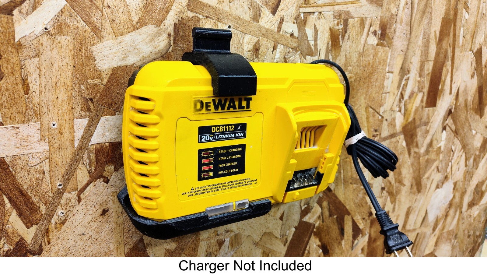 Wall Mount for DeWalt DCB1112 Fast Charger, Optional Milwaukee Packout Version