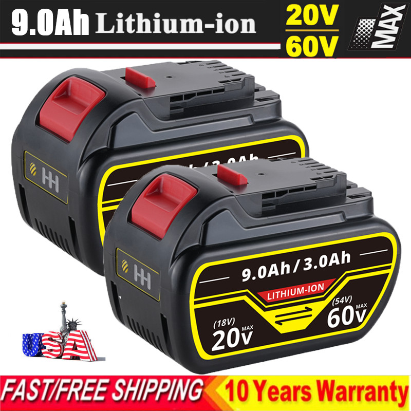 9.0AH DCB609-2 for Aeboren 20V/60V MAX Li-Ion Battery DCB606 DCB612 2 PACK
