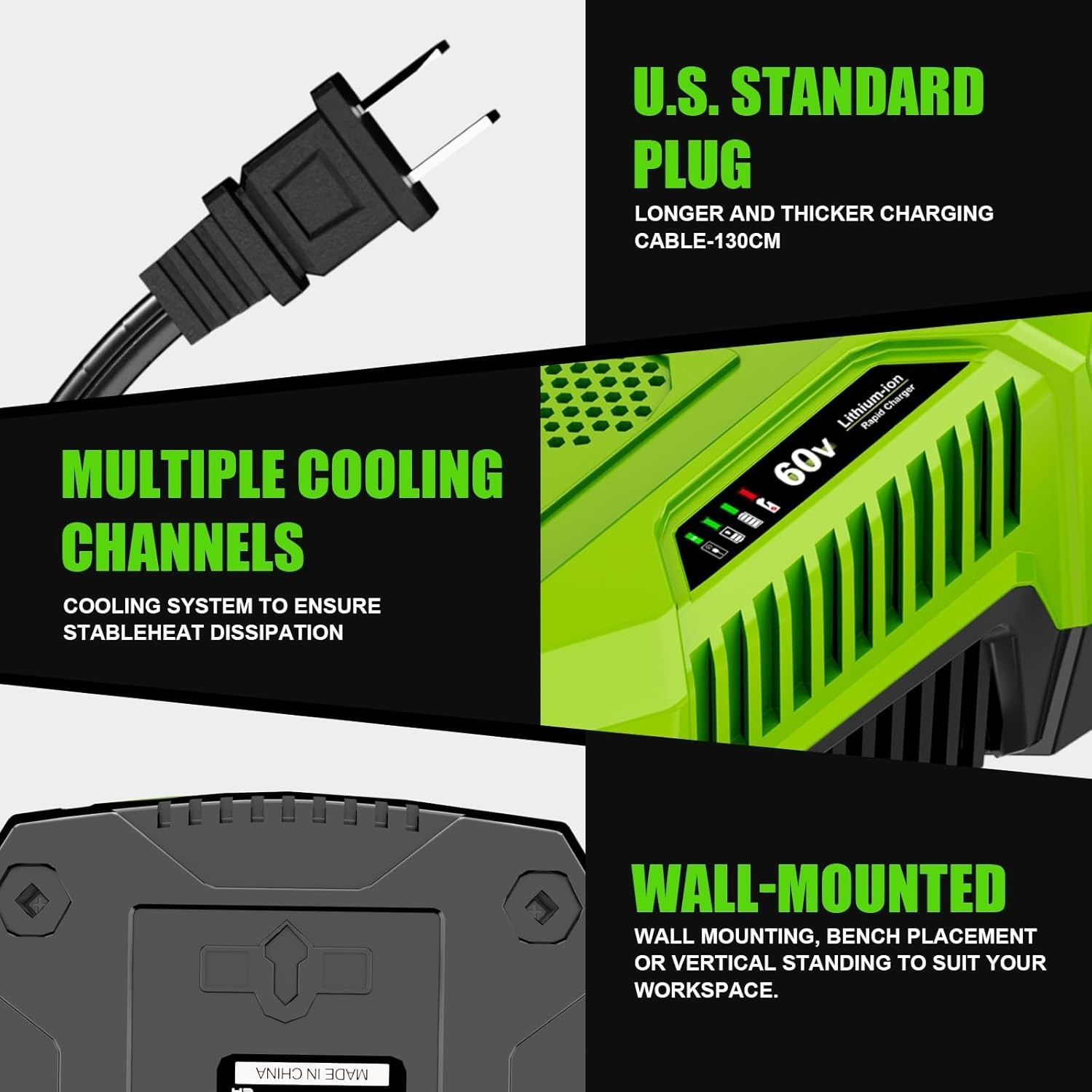 6.0A Rapid Charger for 60V Battery CH60R00 2936902 Compatible Replacement