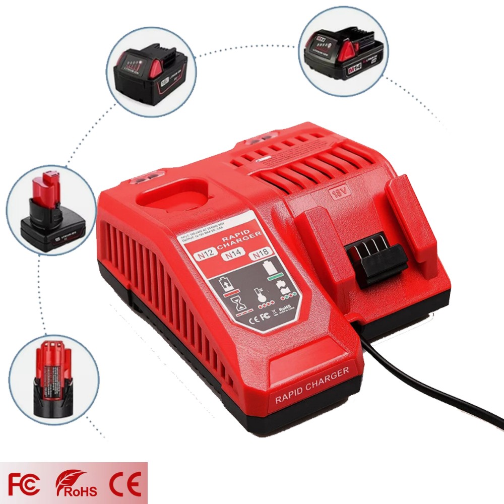 M18 M12 Rapid Charger For Milwaukee 48-59-1812 M12-18C Li-Ion Battery 12V-18Volt