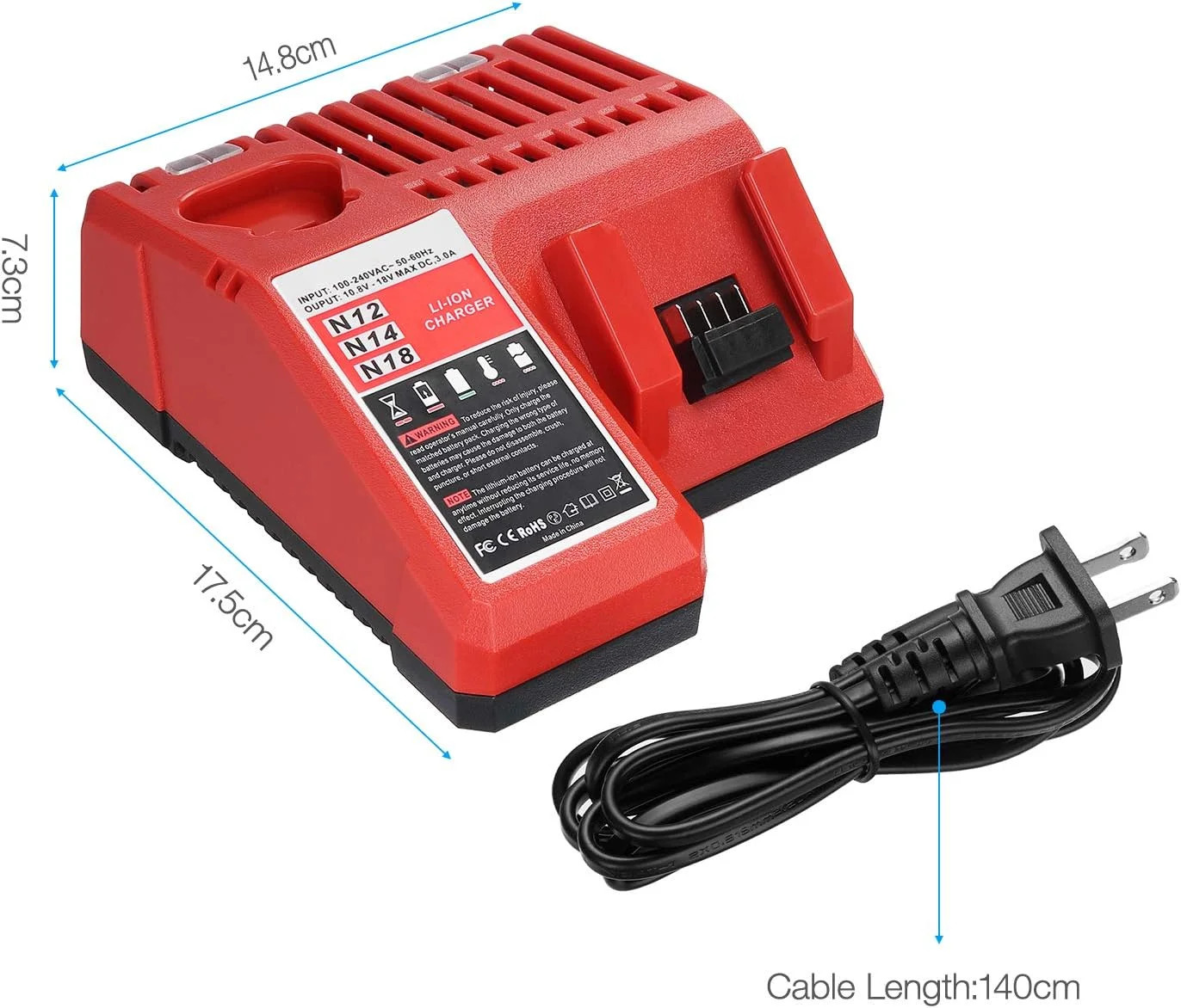 Powerextra 18V Replacement Rapid Charger for Milwaukee M12 & for M18, Compatible