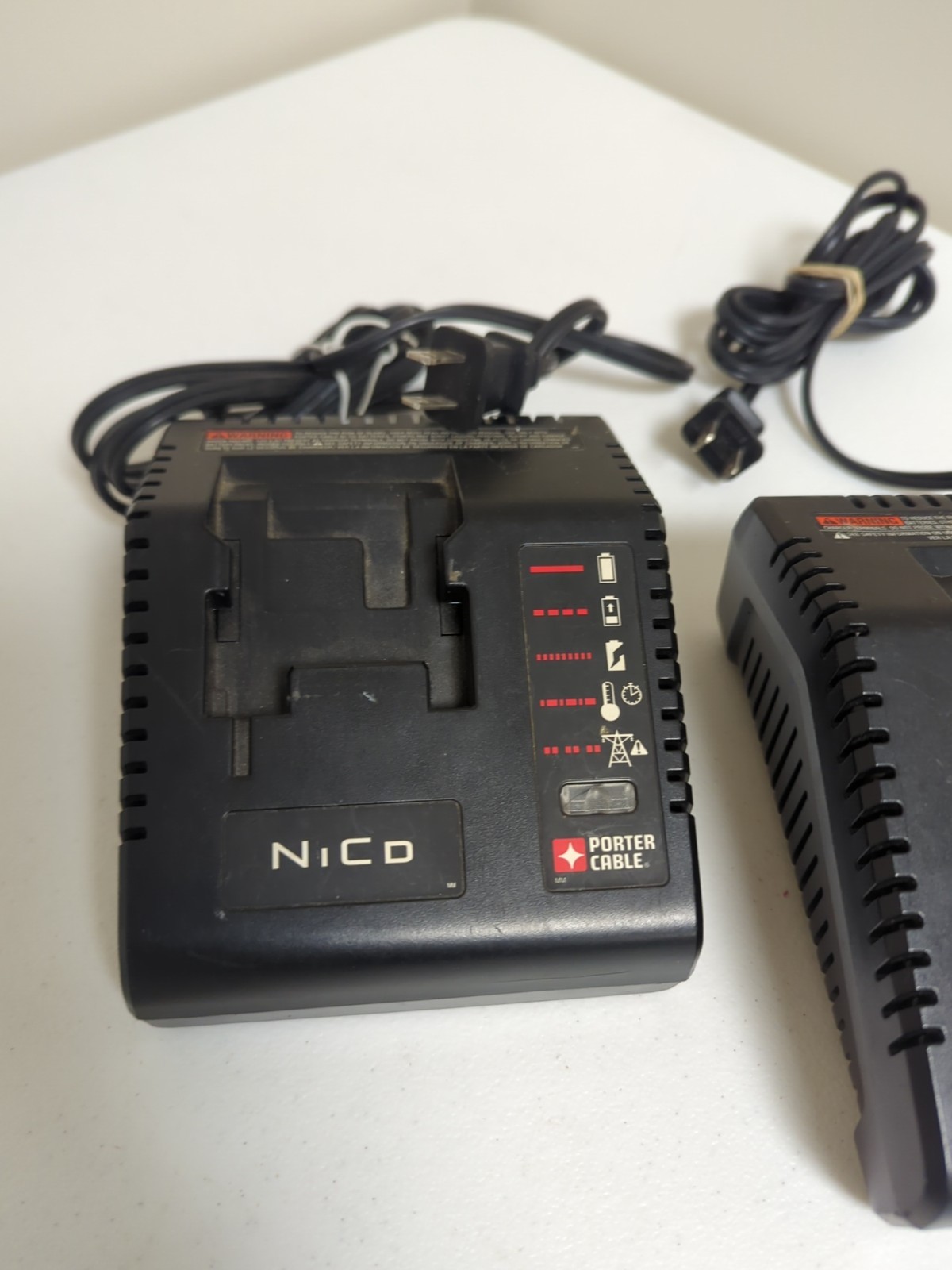 Lot Of 2 Porter Cable NICAD Ni-Cd Battery Charger PCMVC Type 2 & Type 1 9.6-18V