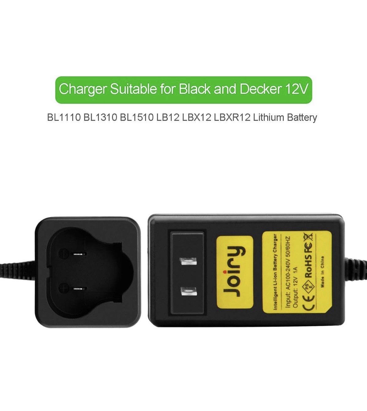 Joiry 12V Li-ion Battery Charger Compatible with Black and Decker BL1110 BL1310