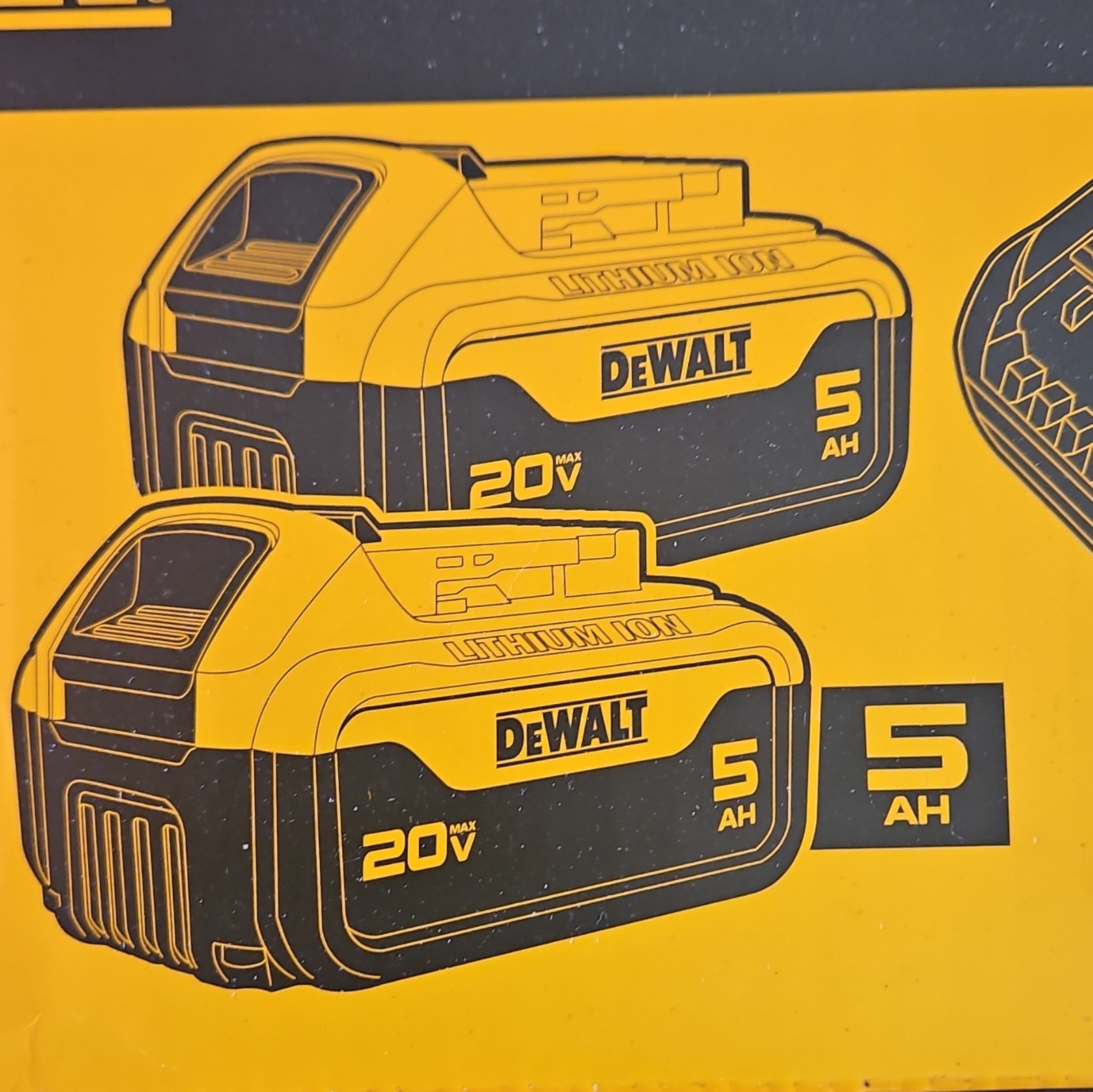DEWALT 20V MAX DCB205-2C Kit w/ DCB1104 Charger & (2) Batteries Yellow