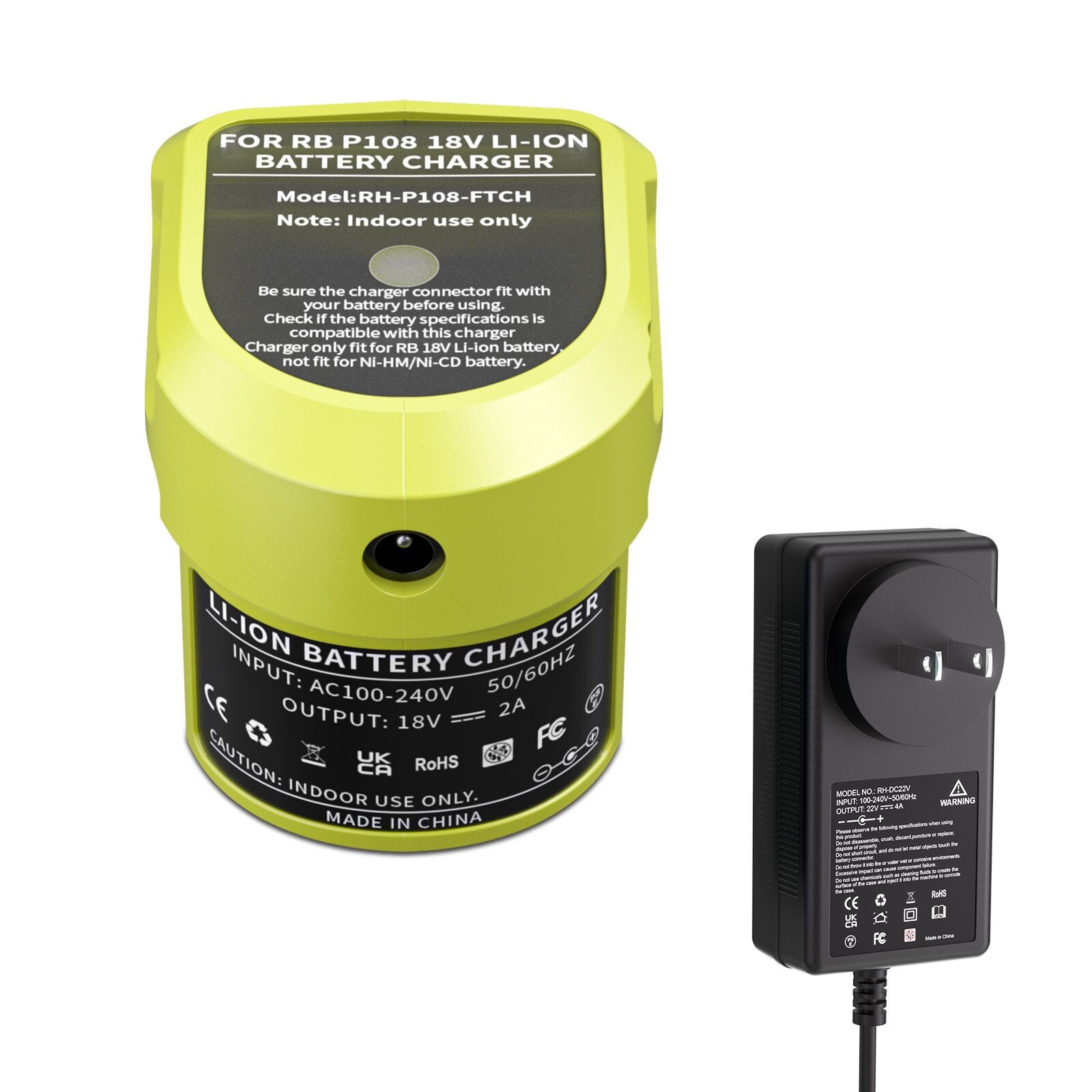 US Battery Charger For RYOBI P108 18V One Plus High Capacity Lithium P117