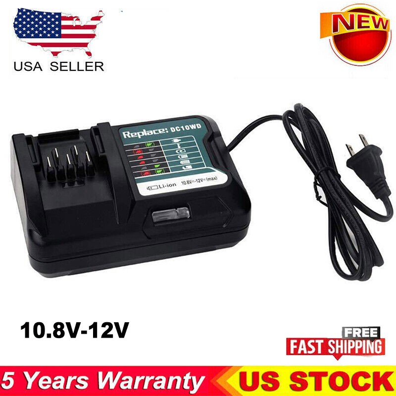 Charger for Makita 10.8V 12V DC10WD BL1016 BL1021B BL1041B FD05 Li-ion Battery