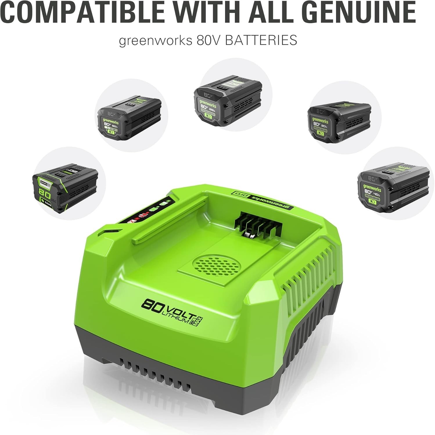PRO 80V Rapid Charger Greenworks Lithium Ion Single Port Fast Charge