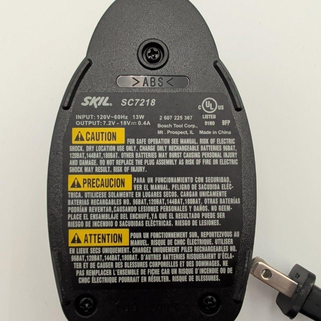 SKIL SC7218 7.2V-18V Battery Charger 120V Class 2 Power Supply Black Corded