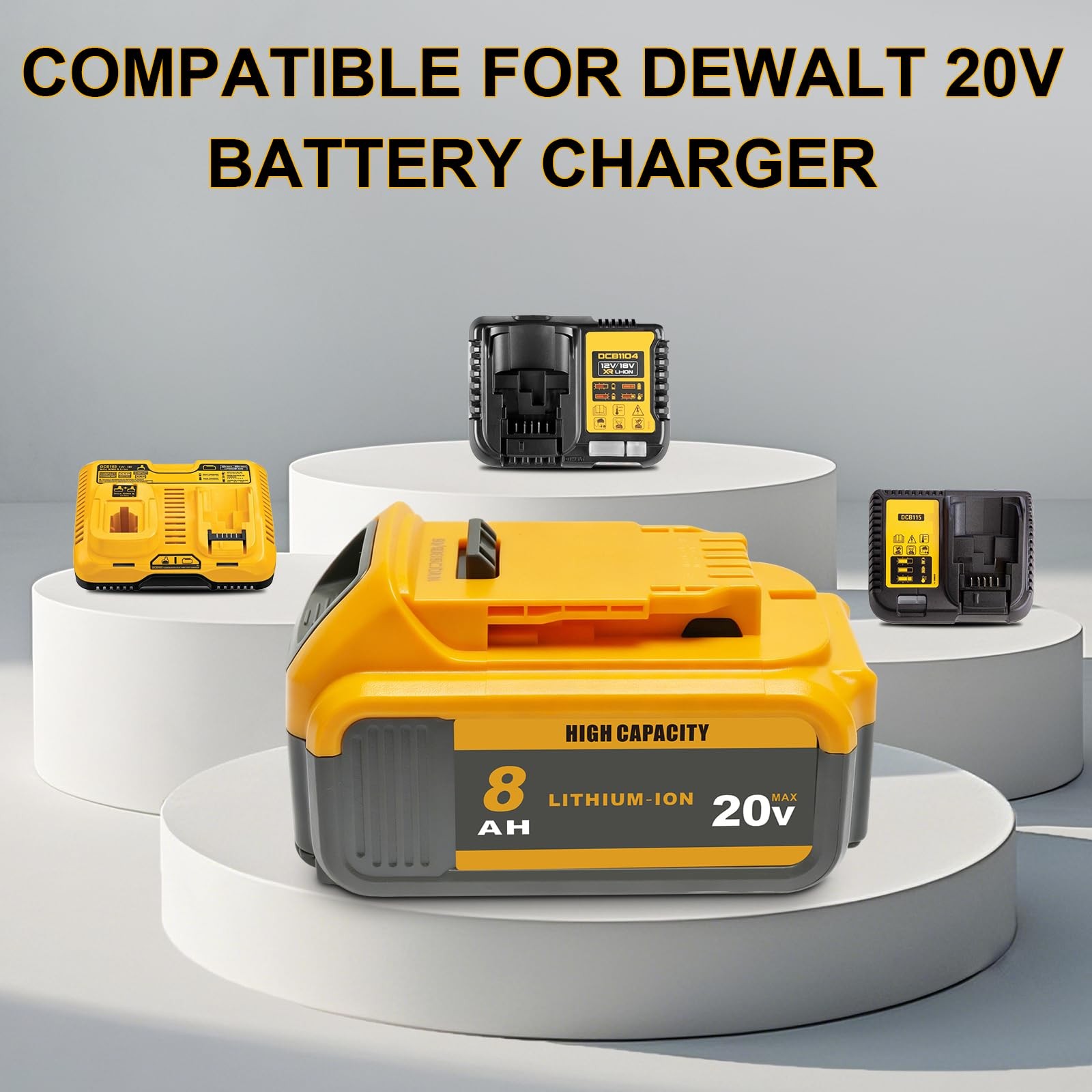 Tenmoer 2-Pack 8.0Ah 20V Battery Compatible Dewalt 20V Max Battery Replace For