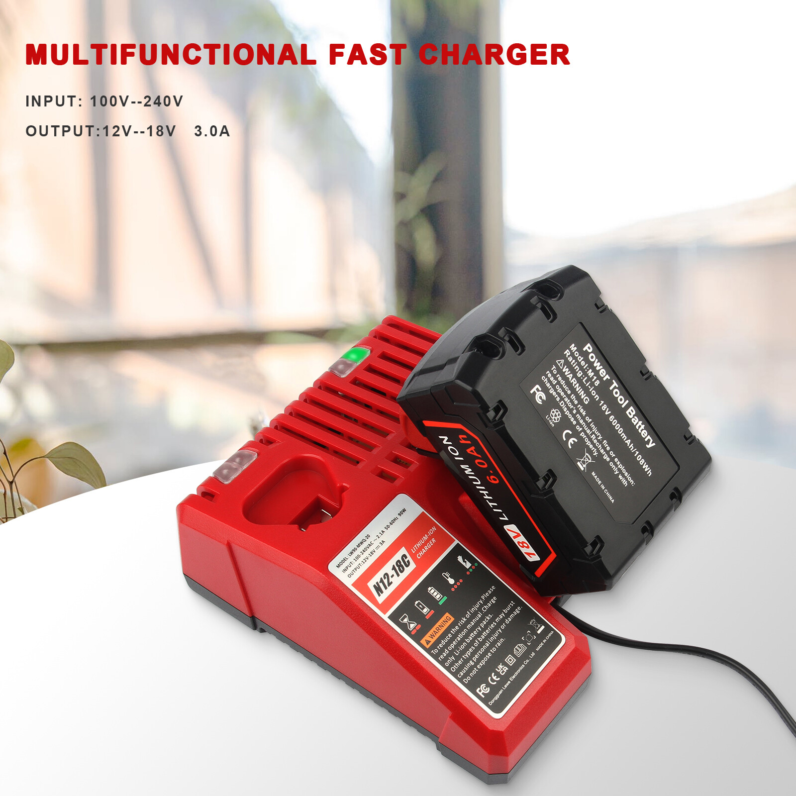 For Milwaukee 12V/18V M-12-18C 48-11-1828 Lithium-ion Battery Charger Power Tool