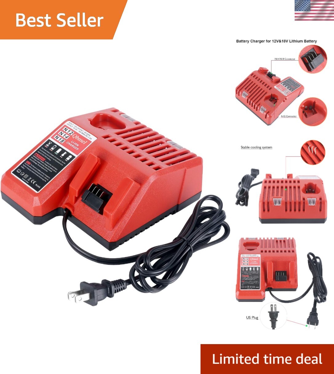 Compact Lithium-Ion Battery Charger for 12V/18V Series – Overload Protection