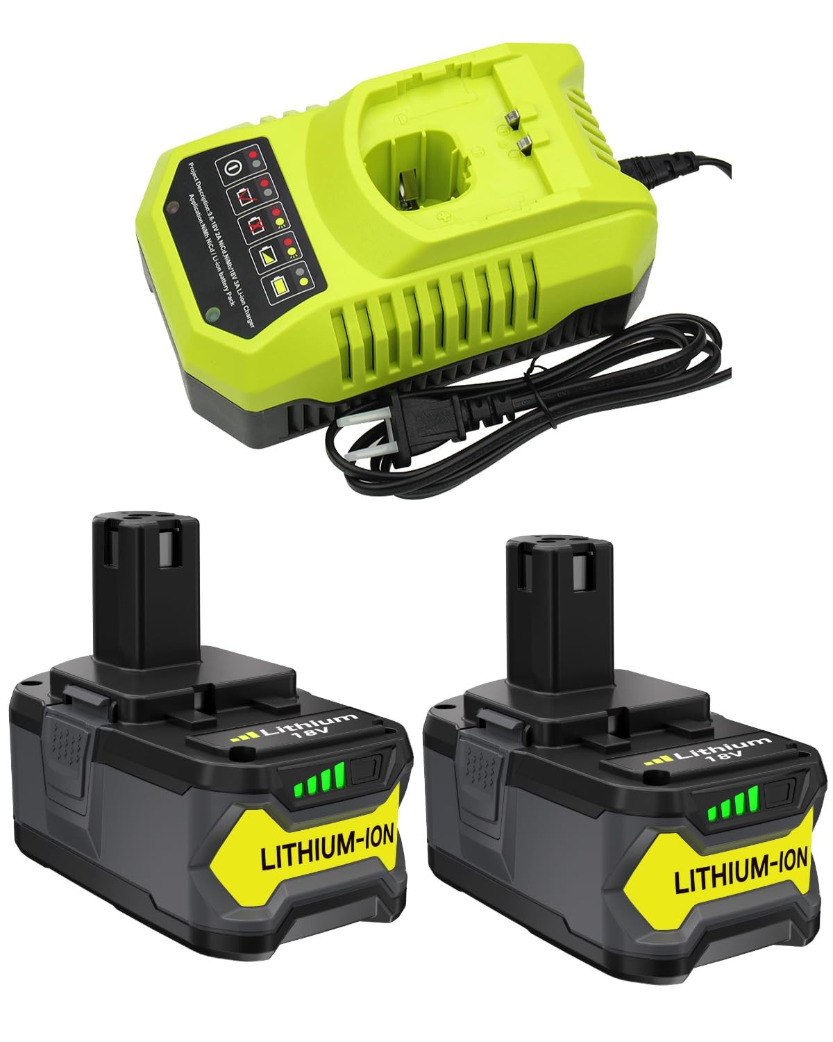 Upgraded 2Pack 8.0Ah Replacement for Ryobi 18V Battery and P117 3Pack, Black