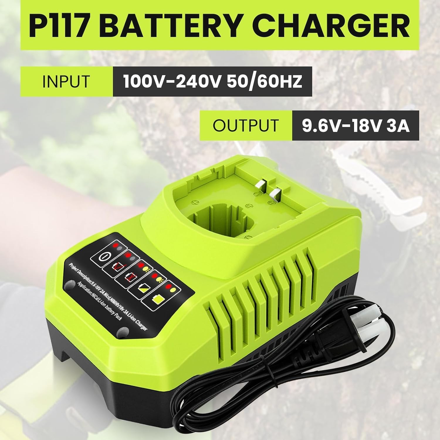 P117 Rapid Charger for Ryobi 18V Batteries – Safe & Efficient Charging Solution