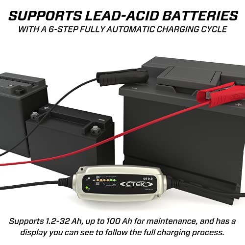(56-865) US 0.8 12 Volt Fully Automatic 6 Step Battery Charger,Black