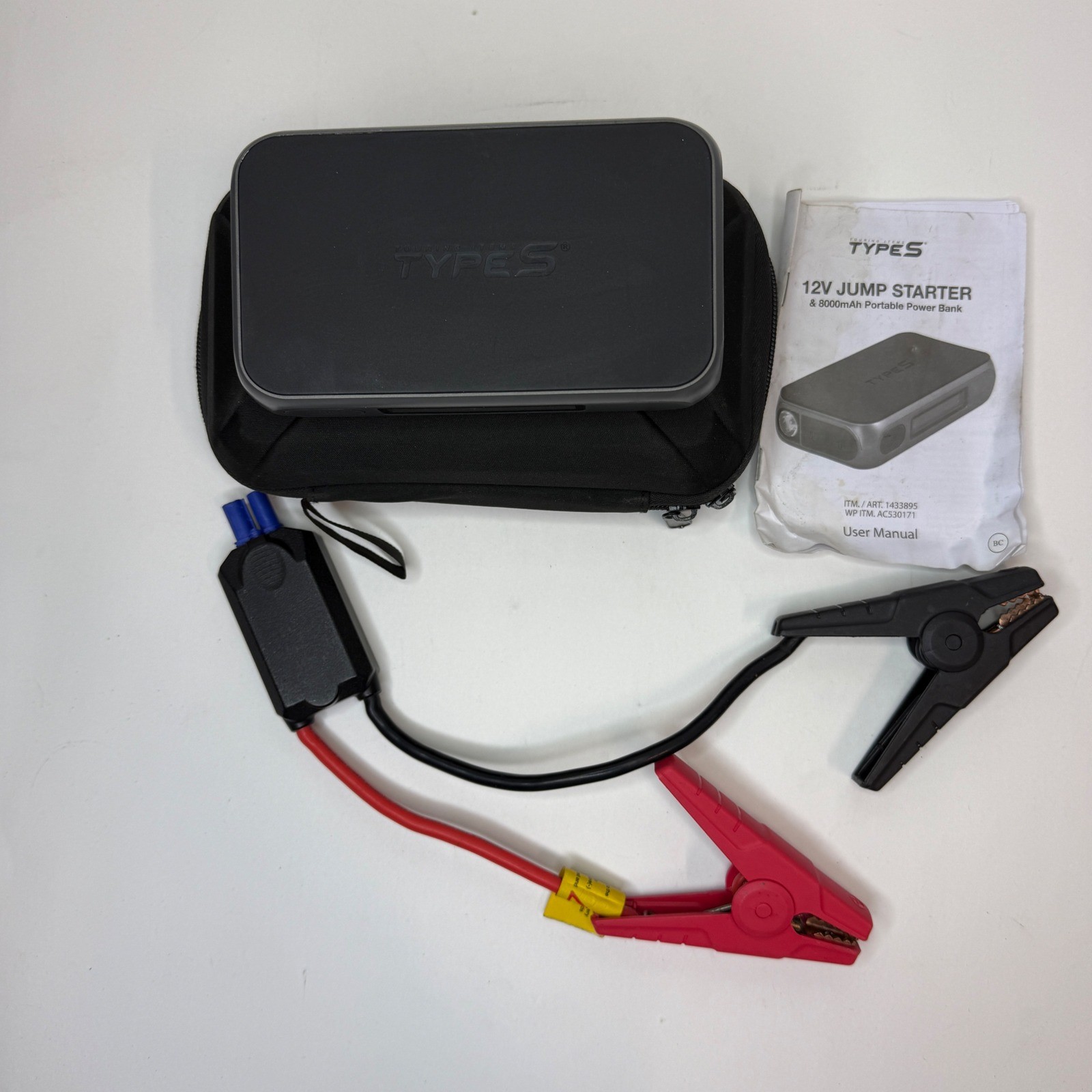 TYPE S 12V Jump Starter 8000mAh Portable Power Bank AC530171 with Case Manual