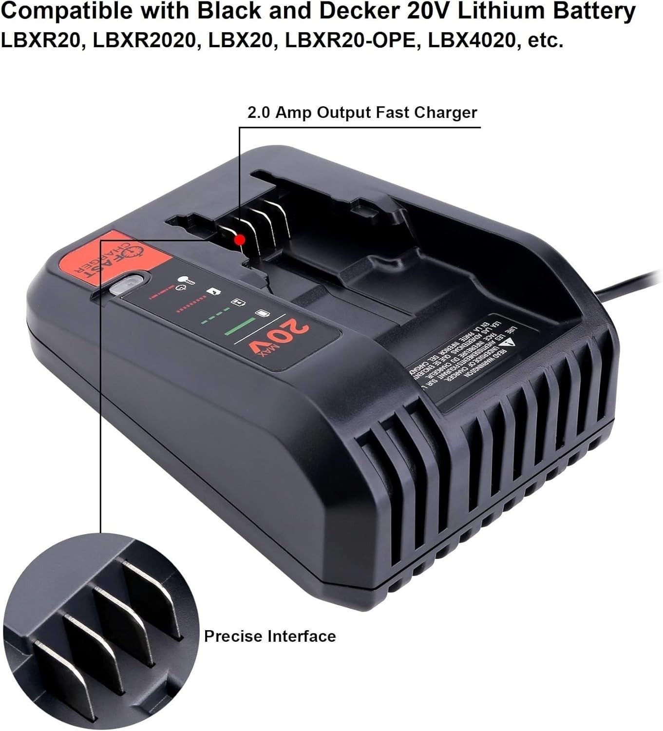 20V Fast Charger Compatible with Black and Decker 20V 12V Max Lithium Battery…