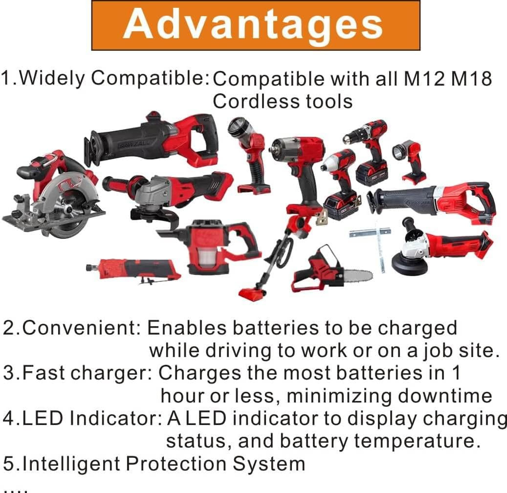 Compaitble with Milwaukee 48-59-1810 Lithium Ion Vehicle Charger,Car Battery Cha
