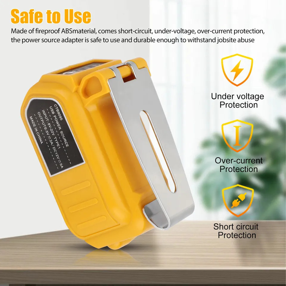 Battery Charger Adapter Power Source Converter for Dewalts DCB180 DCB205 18V US
