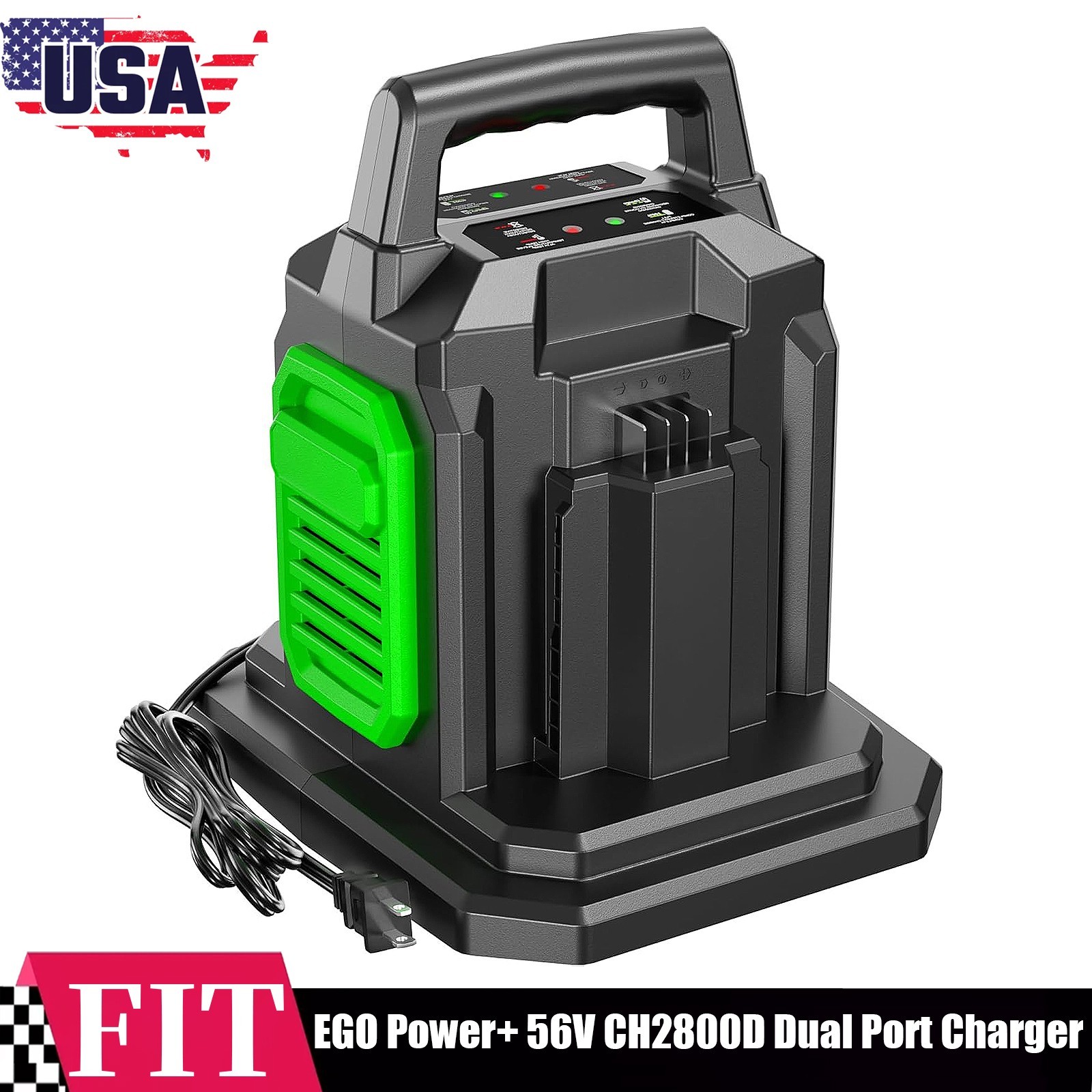 Dual Ports Charger CH2800D for EGO 56V Power+Lithium-ion Battery BA2800T BA1400T