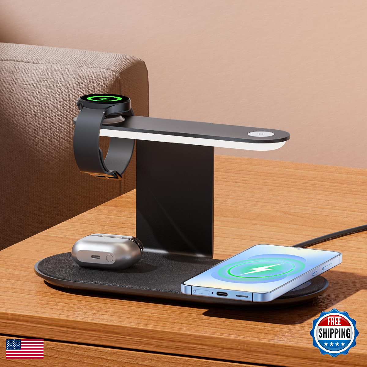Hicevaiy Metal Wireless Charging Station For Samsung/Android Charger4 In 1