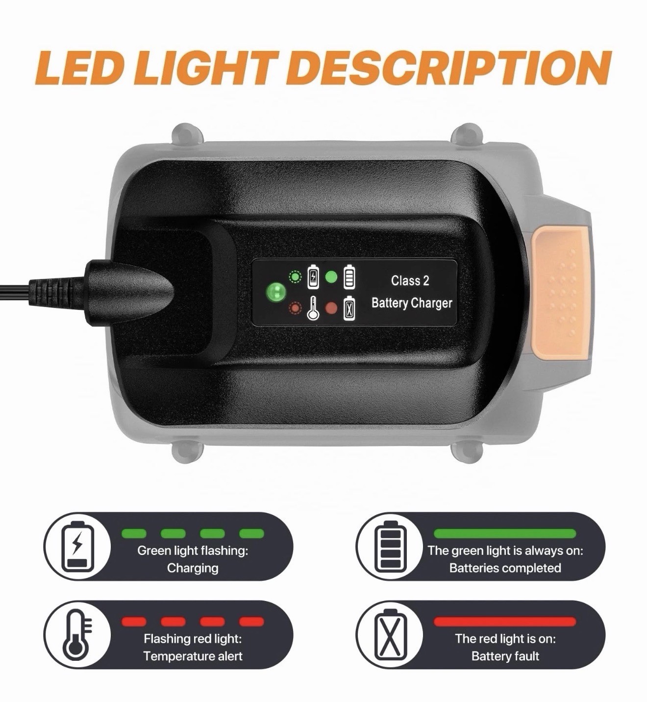 32V Replacement Charger Worx WA3740 WA3537 Lithium Battery black Mechanicants