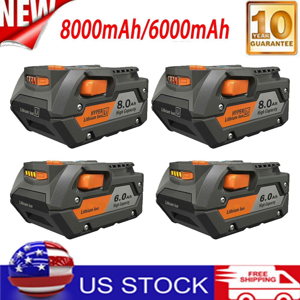 1-2x for Ridgid R840085 8.0Ah/6.0Ah Li-ion Battery 18V R840087 3.0Ah 4.0Ah 7.0Ah